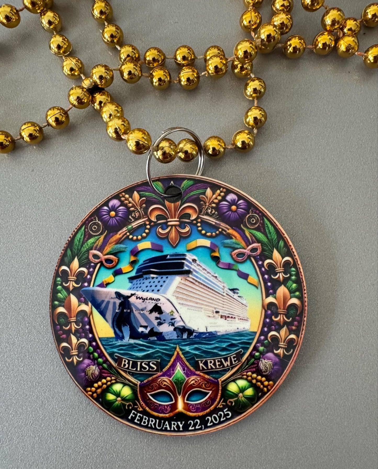 SINGLE-SIDED Mardi Gras Necklace Medallions - Customized with Full Color artwork (use a pre-made design or send in your own).  Bulk packs.
