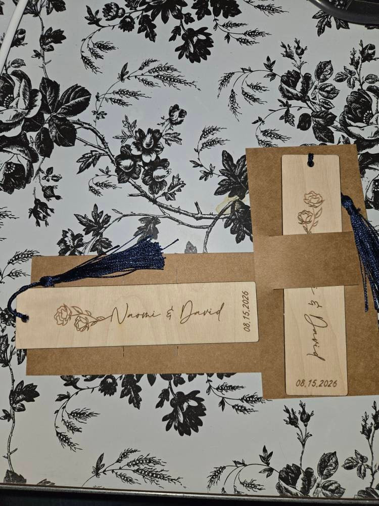 Personalized Wooden Bookmarks - Custom Wedding Favors, Party Gifts, Bridal Shower Keepsakes, Save the date