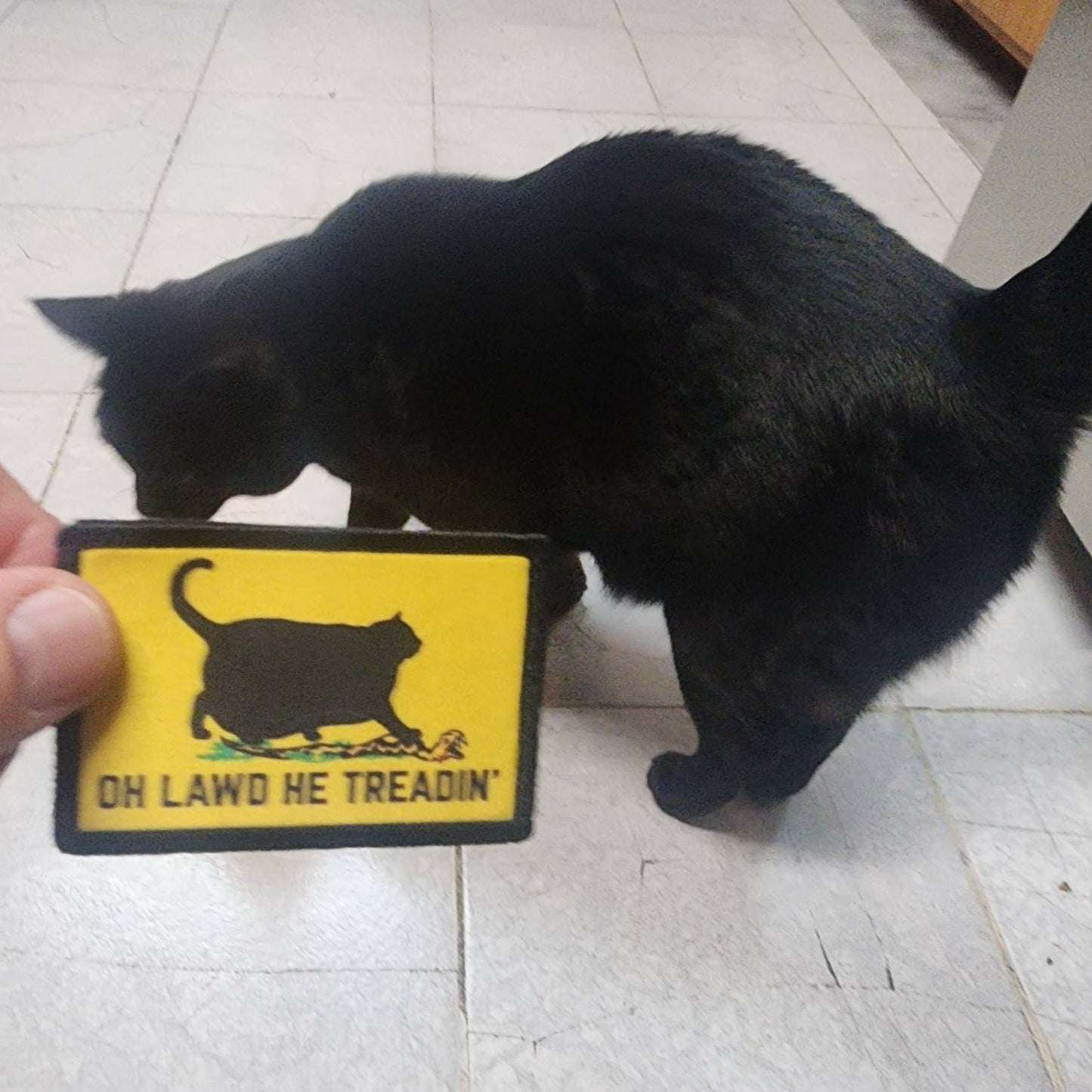 Oh Lawd He Treadin' Funny Cat Morale Patch Don't Tread On Me - Hook and Loop Backing for Backpack, Rucksack, Operator Hat and Much More!