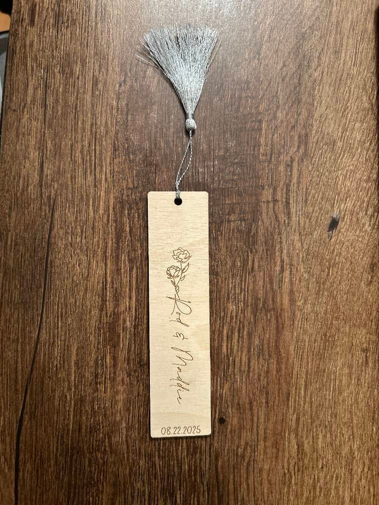 Personalized Wooden Bookmarks - Custom Wedding Favors, Party Gifts, Bridal Shower Keepsakes, Save the date
