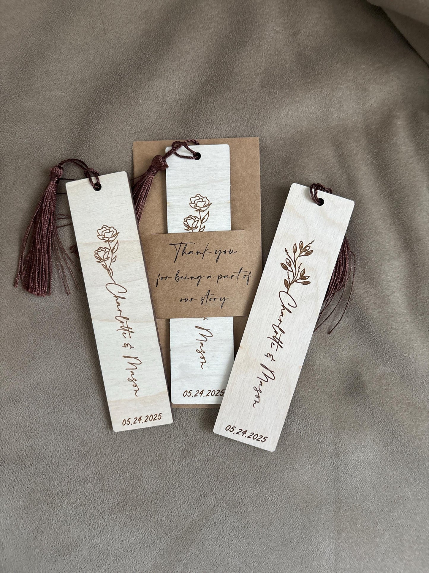 Personalized Wooden Bookmarks - Custom Wedding Favors, Party Gifts, Bridal Shower Keepsakes, Save the date
