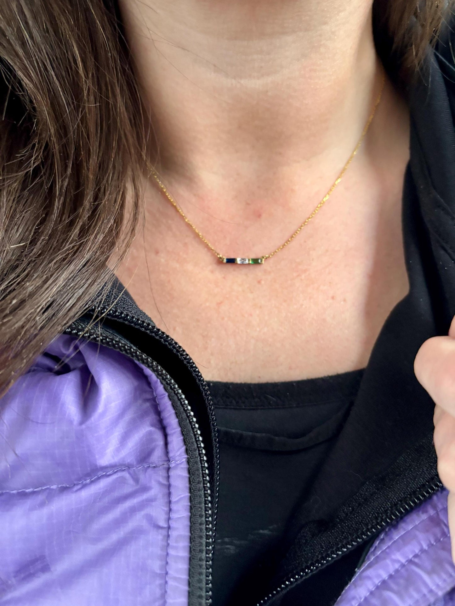 Baguette Birthstone Necklace,Family Birthstone Necklace,Personalized Gift,Mother's Birthstone Jewelry,Mothers Day Gift for Mom,Birthday Gift