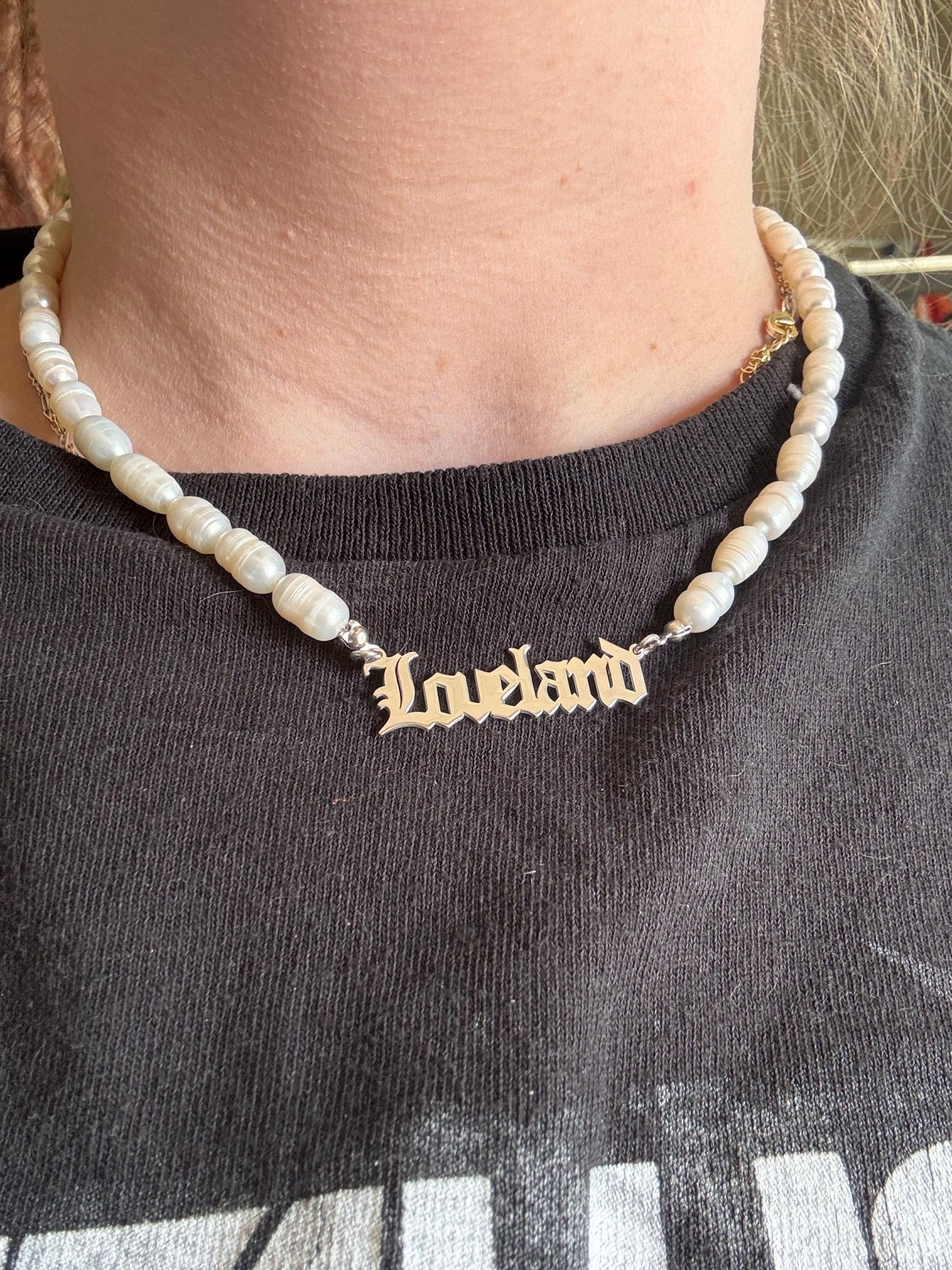 14K Gold Personalized Name Necklace with Figaro Chain, Handmade Jewelry, Personalized Christmas Gift for Mom, Custom Name Plate Necklace