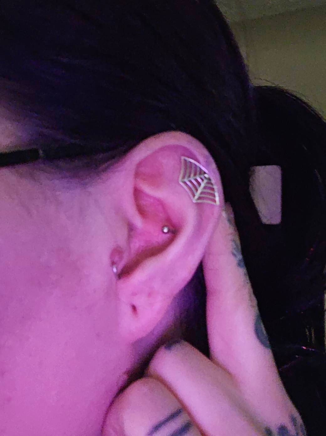 Spider Web Earring Gothic Jewelry • Cartilage Helix Piercing 20G 18G 16G • Halloween Witchy Silver Jewelry • Goth Punk Tattoo Earring CRT015