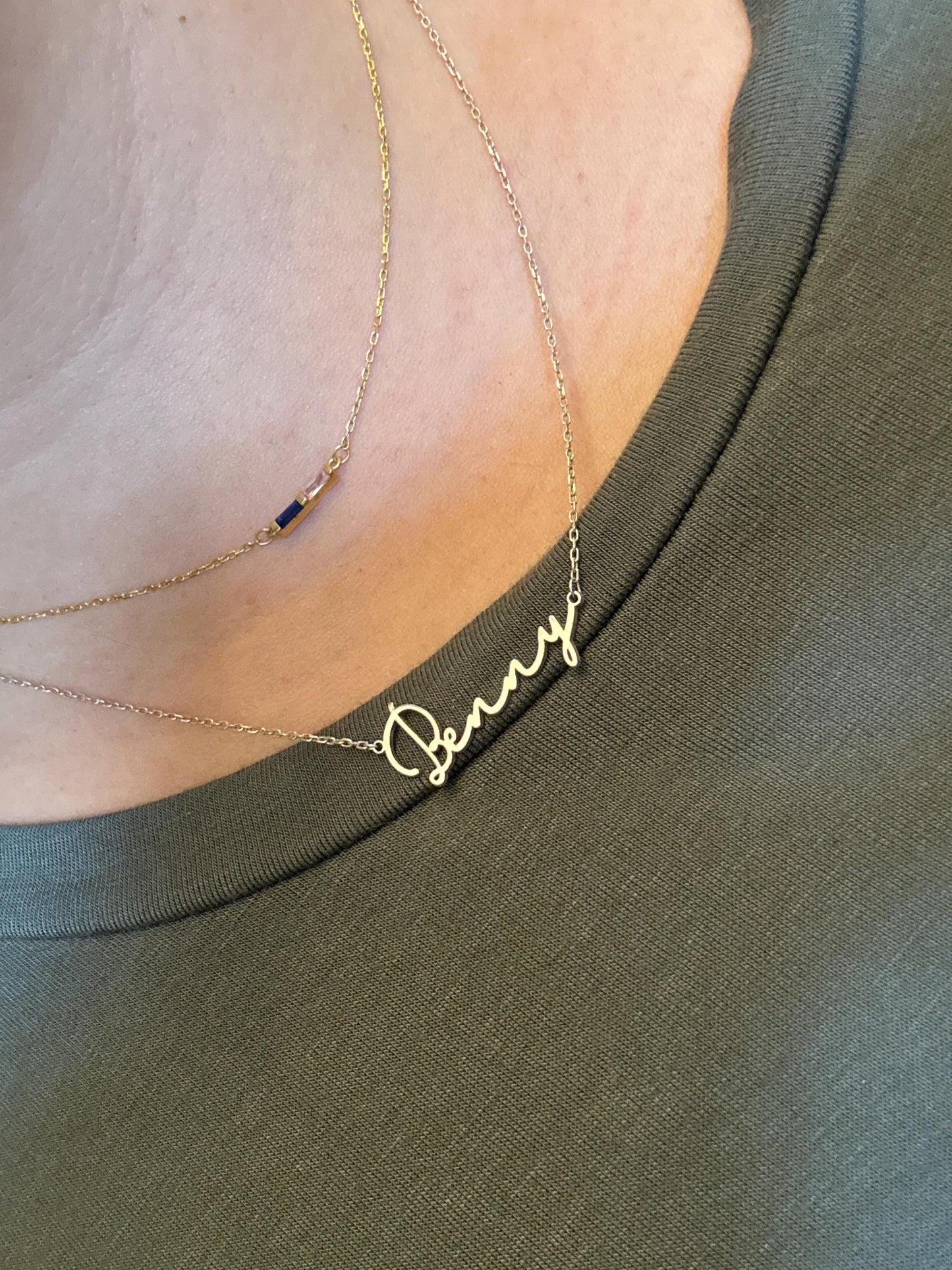 Baguette Birthstone Necklace,Family Birthstone Necklace,Personalized Gift,Mother's Birthstone Jewelry,Mothers Day Gift for Mom,Birthday Gift
