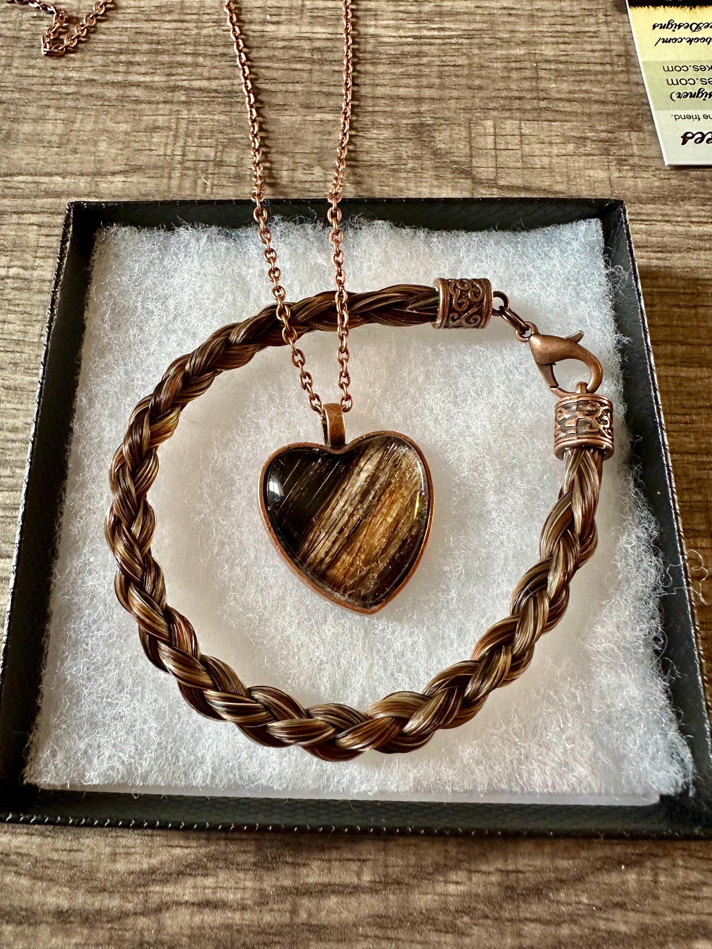 Custom Horse Hair Bracelet and Necklace Gift Set Braided by Equine Keepsakes