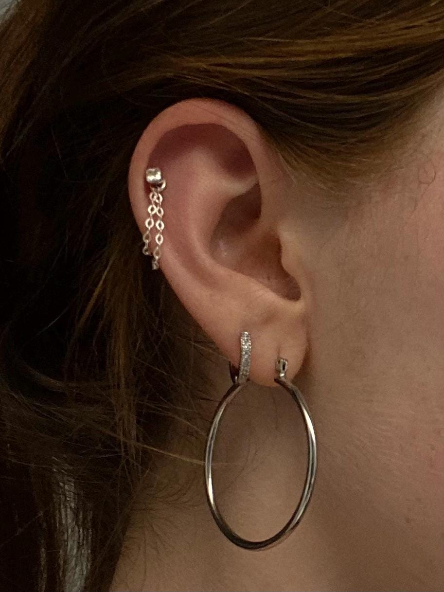 Earring Chain - Helix Chain - Chain Ear jacket- Dangle Earring - Earring Charm Chain - Cartilage Earring - Stud Earrings - Ear Chain