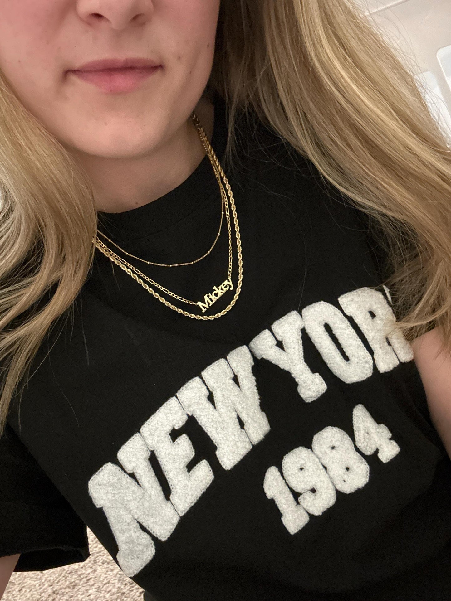 14K Gold Personalized Name Necklace with Figaro Chain, Handmade Jewelry, Personalized Christmas Gift for Mom, Custom Name Plate Necklace
