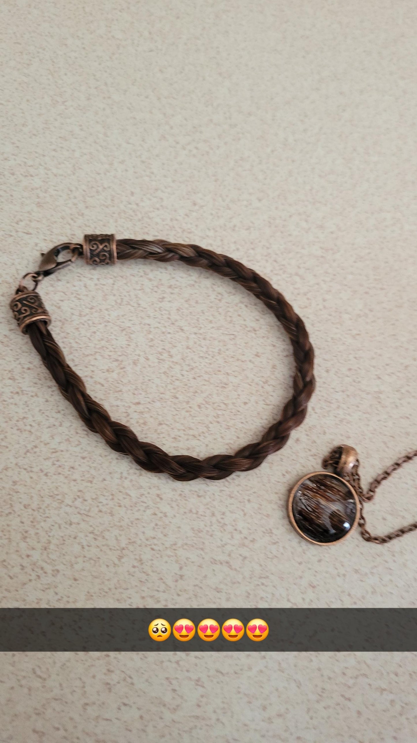 Custom Horse Hair Bracelet and Necklace Gift Set Braided by Equine Keepsakes