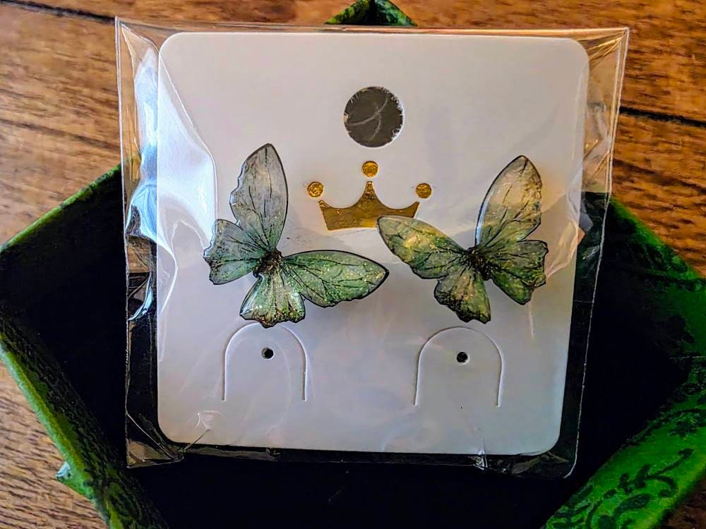 Butterfly Stud Earrings,  Dainty Resin Earrings, Fairy Insect Jewelry, Birthday Gift for her