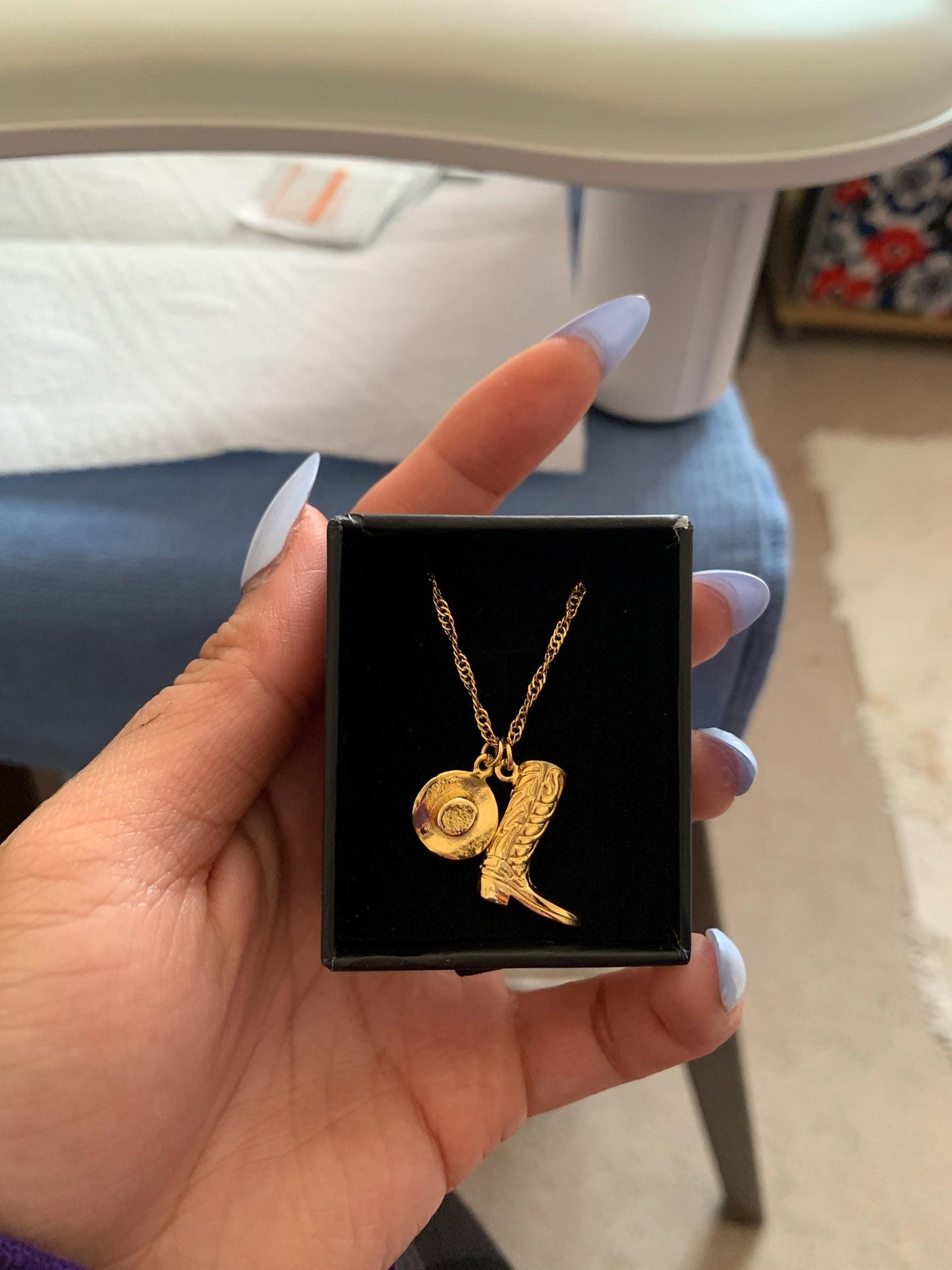 Gold Plated Cowboy Girl Necklace, Cowgirl Necklace, Western Necklace, Country Girl Necklace, Gift for her, Christmas Gift, Fun Jewelry Gift
