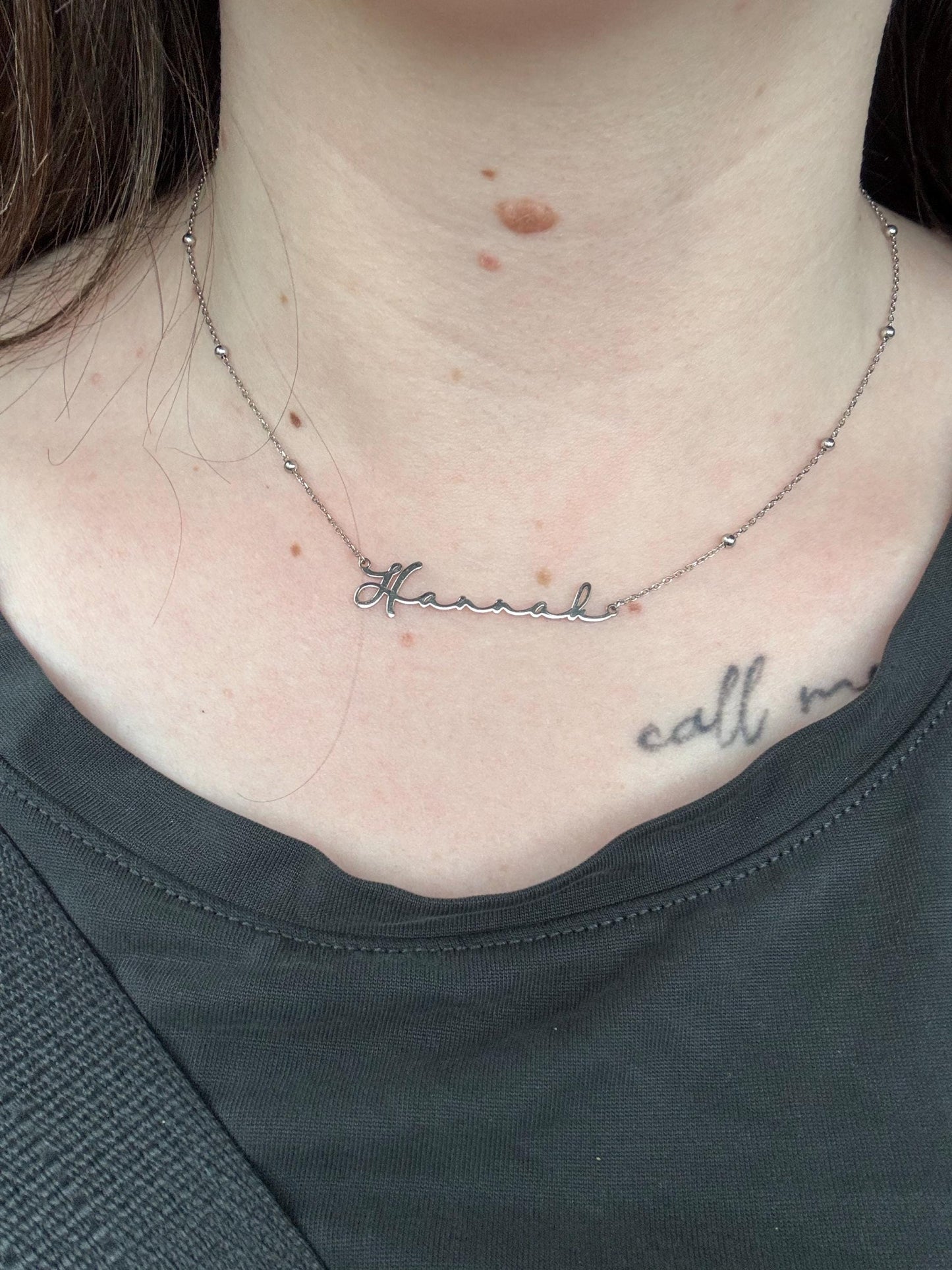 14K Gold Personalized Name Necklace with Figaro Chain, Handmade Jewelry, Personalized Christmas Gift for Mom, Custom Name Plate Necklace