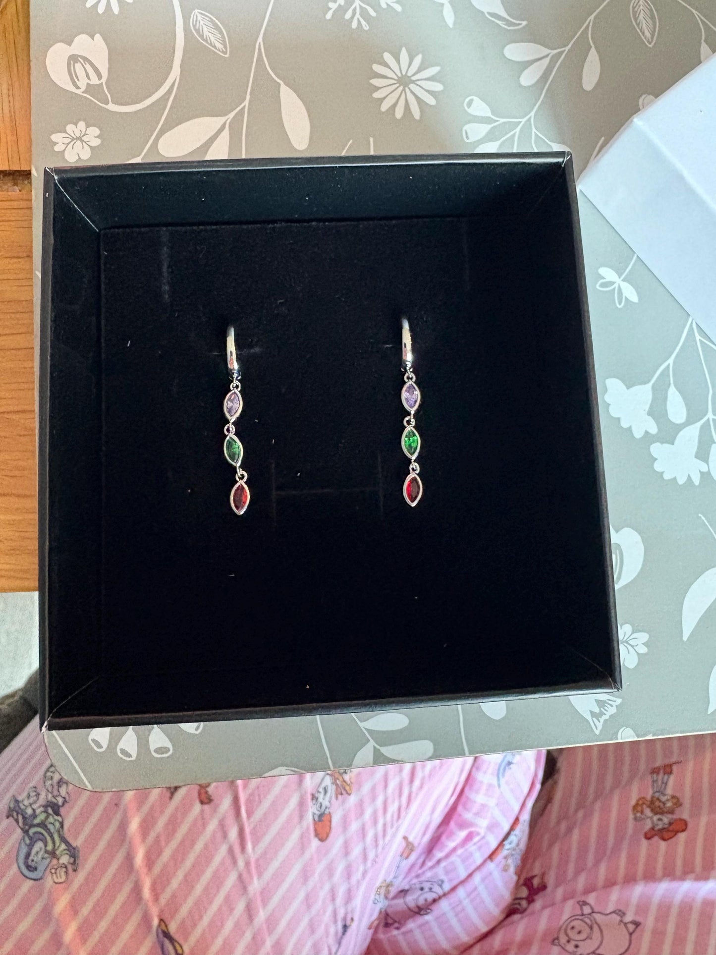 Custom Leaf Birthstone Earrings, Daily Earring, Diamond Dangle Earrings, Birthday Gift, Grandma Gift for Mom, Mothers Day Gift for Her