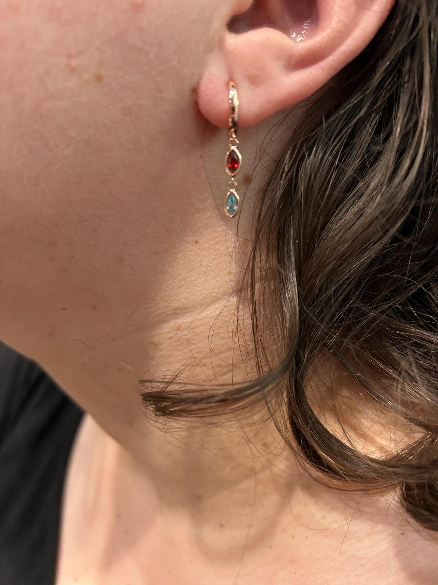 Custom Leaf Birthstone Earrings, Daily Earring, Diamond Dangle Earrings, Birthday Gift, Grandma Gift for Mom, Mothers Day Gift for Her