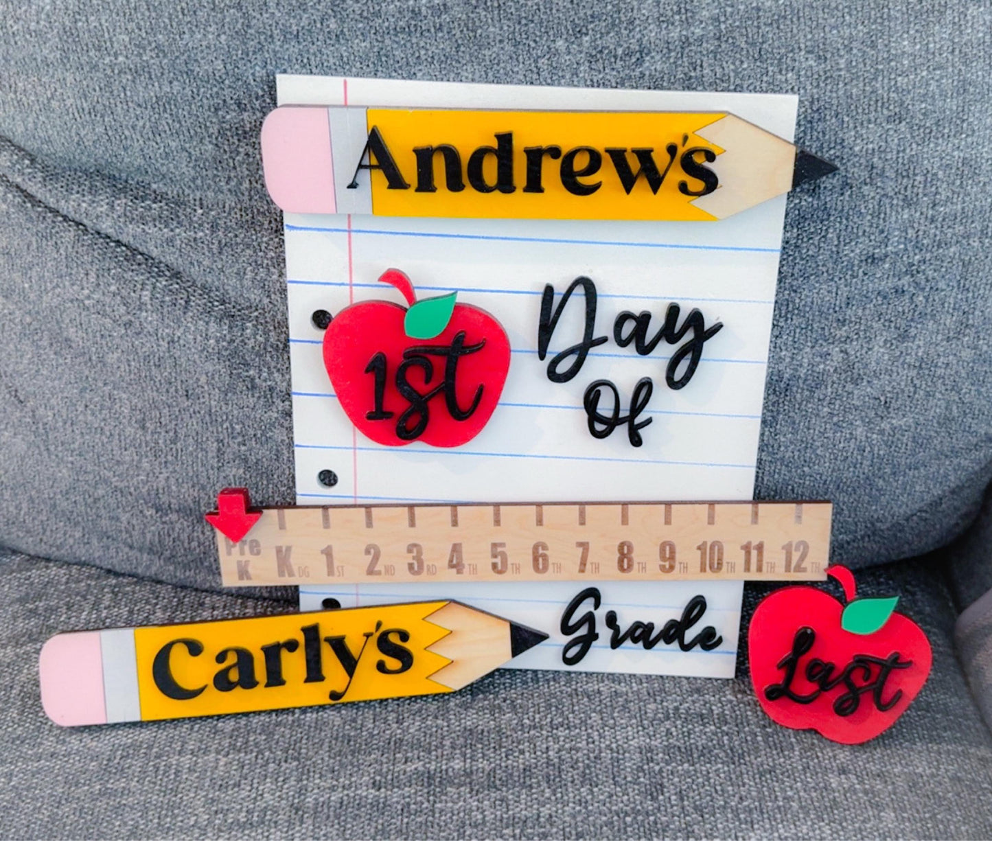 Personalized Back to School Sign, First Day of School Photo Prop, Interchangeable Back to School Sign
