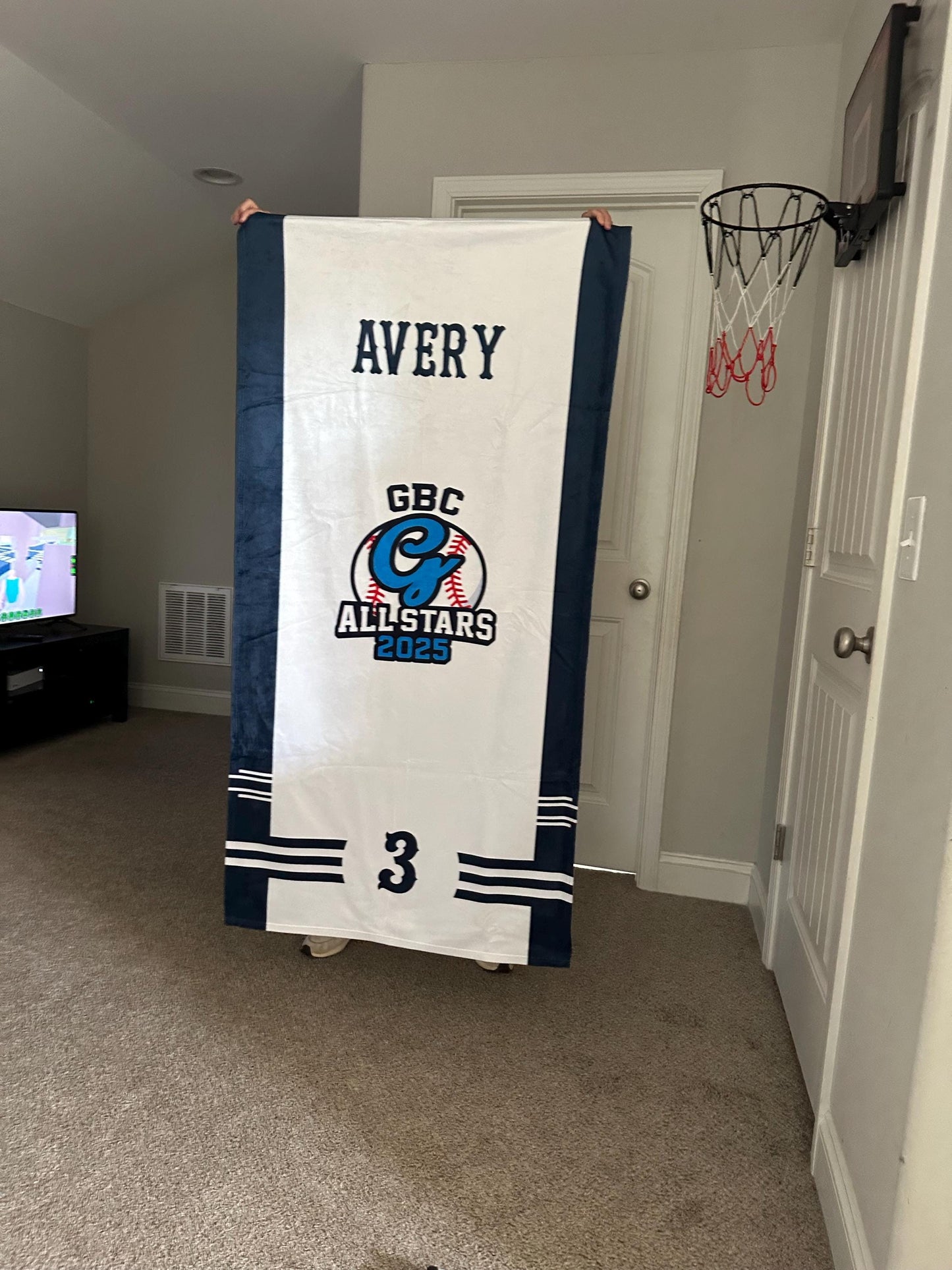 Personalized Baseball Beach Towel – Custom Softball Towel with Team Logo, Sports Towel for School Teams or Cooperstown Gifts,Bulk Order