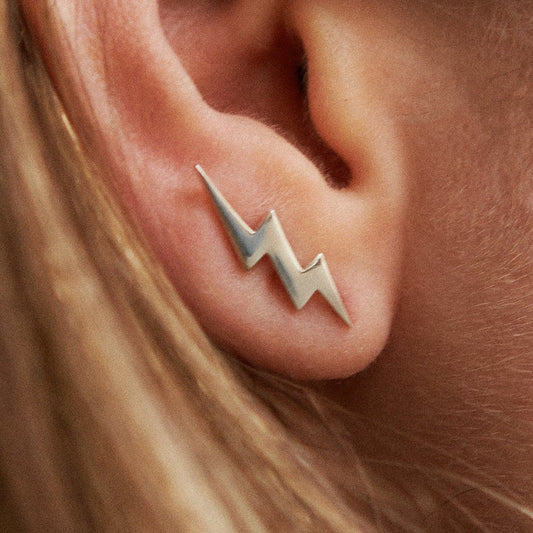 Bolt Earring Ear Climber 925 Sterling Silver Ear Cuff Lightning 14K Ear Crawler Chic Fashion Earrings Modern Jewelry Gift - FES009