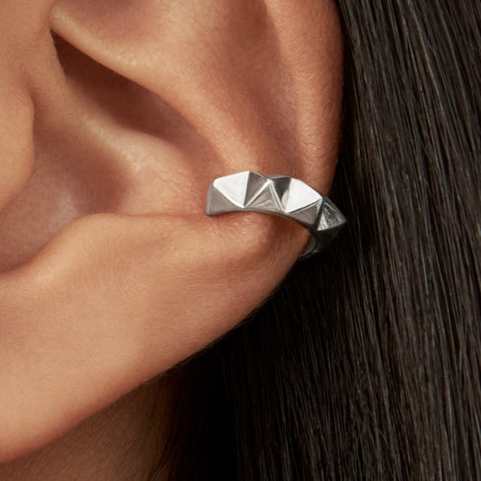 Sterling Silver Pyramid Ear Cuff Earring Ear Wrap Earrings Modern Jewelry  Gift for Her - ECU011