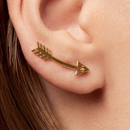 Arrow Earrings Sterling Silver Ear Climber American Native Ear Crawler Earrings Boho Ear Cuff 925 Silver Jewelry Gift Bohemian 14K - FES019