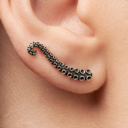 Octopus Ear Climber Earrings Sterling Silver 925 Ear Cuff Earrings Boho Jewelry Tentacle Ear Crawler Gift for Her Christmas Gift - FES001