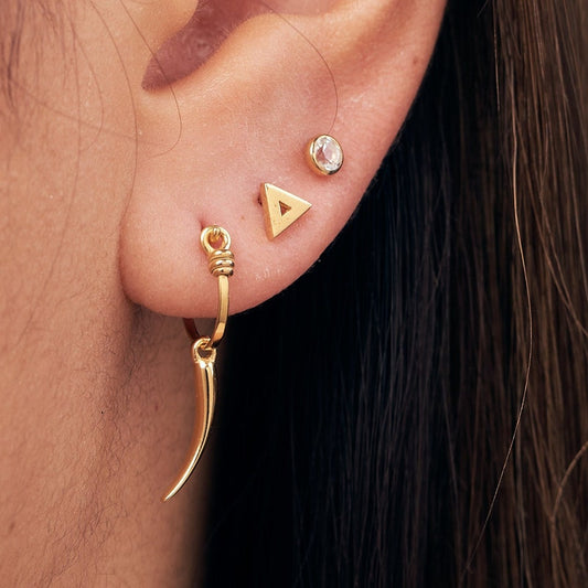 Minimalist Triangle Earrings Geometric Stud Earrings  Silver & Gold Earrings Dainty Tiny Stud Earrings Modern Style - CST014