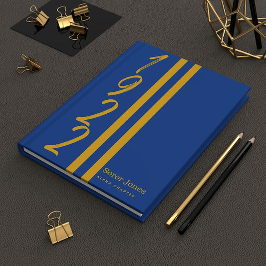 Personalized 1922 Jersey (Blue Cover) Hardcover Journal Matte | Diary | Blue and Gold | 1922 | SGRho Inspired | Sorority Gifts