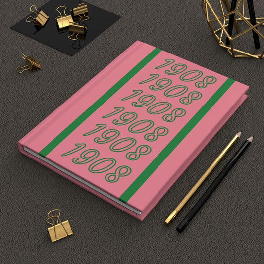 Pink & Green 1908 (Salmon Pink Cover) Hardcover Journal Matte | Diary | Salmon Pink and Apple Green | AKA Inspired | Sorority Gifts