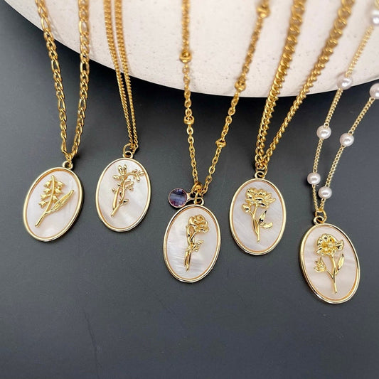 Celestial Zodiac Necklace • Pearl Birthflower Necklace • Mom Gift • 3D Zodiac Birthstone Necklace • WATERPROOF Jewelry • Best Friend Gift