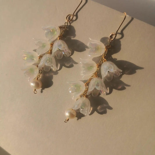 Lily of the Valley Earrings,Lily Earrings,Dangle Earrings,Dainty Floral Earrings, Fairy Flower Earrings,Cottagecore earring,Bridal  Earring