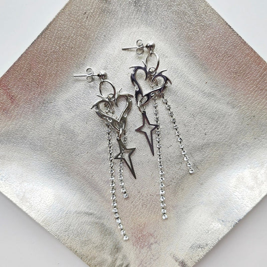 Angel Earrings | Alt Jewelry | Soft Grunge | Y2K Style | Silver Drop Earring | Gift for Girlfriend | 90s Style | Kpop Earrings