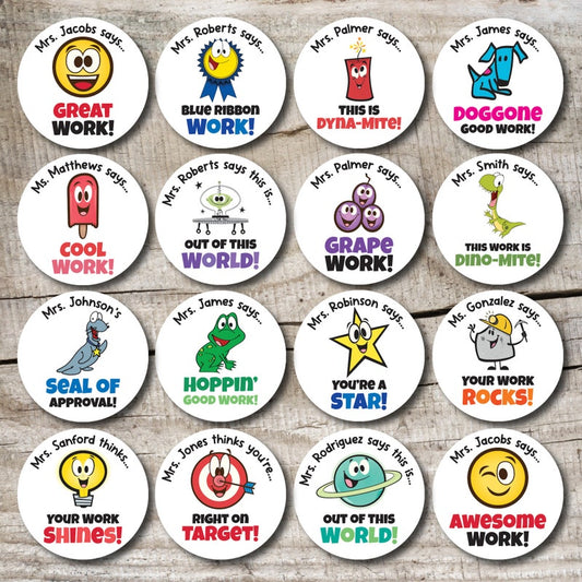 Personalized Teacher Stickers, Teacher Stickers, Reward Stickers, Teacher Name Stickers, Teacher Gift, Good Work Stickers, 192 Stickers