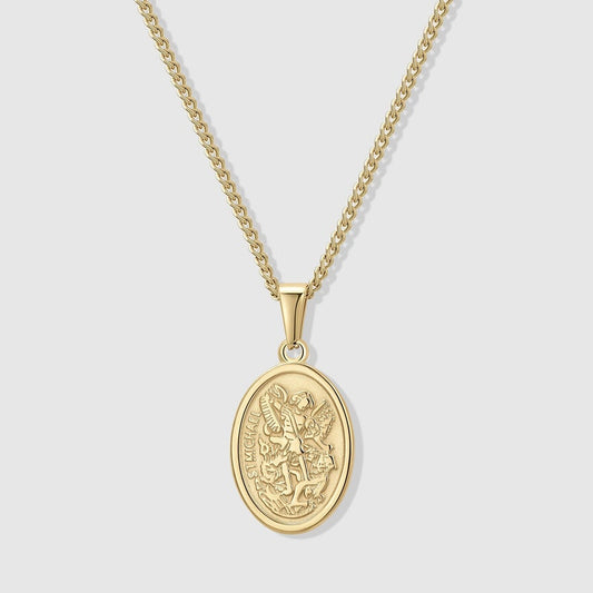 18k Gold St Michael Pendant Saint Michael Medal Man Pendant Man Necklace for Men Pendant for Men Gold Man Necklace Gift Mans Gift For Dad