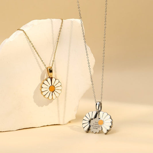 Personalized Hidden Message Daisy Locket Necklace - Customizable Gift for Her， God Mother Gift, tiny mustard seed, Christian Gifts for her