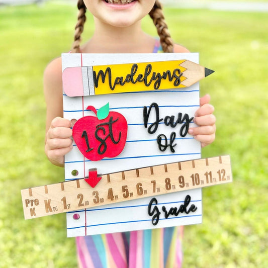 Personalized Back to School Sign, First Day of School Photo Prop, Interchangeable Back to School Sign