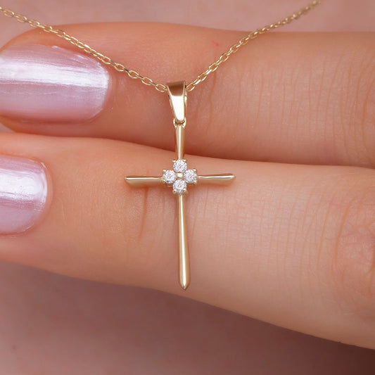 Personalized Birthstone Cross Religious Necklace, Religious Protective Necklace, Christian Communion Jewelry, Baptism Cross Gift, Gift for Her
