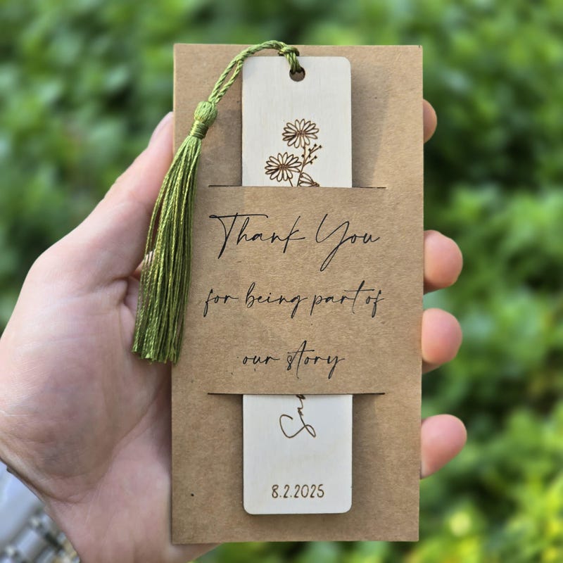 Personalized Wooden Bookmarks - Custom Wedding Favors, Party Gifts, Bridal Shower Keepsakes, Save the date