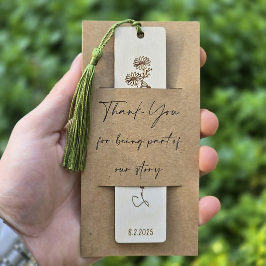 Personalized Wooden Bookmarks - Custom Wedding Favors, Party Gifts, Bridal Shower Keepsakes, Save the date