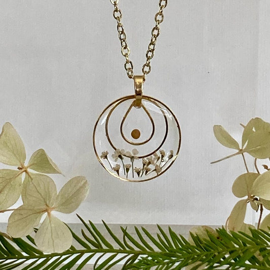 Mustard seed necklace, Mustard seed jewelry, faith necklace, inspirational gift, Christian jewelry, Matthew 17:20, real pressed flowers