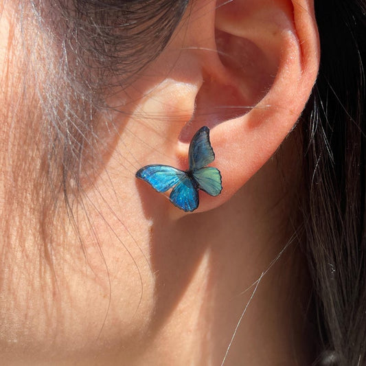 Butterfly Stud Earrings,  Dainty Resin Earrings, Fairy Insect Jewelry, Birthday Gift for her