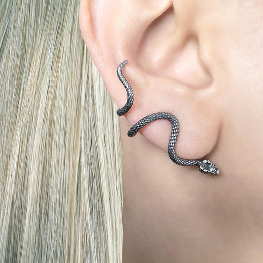 Snake earrings, Snake studs, ear caller, crawling snake earrings, serpent earrings, snake jewelry, gothic earrings, goth earrings