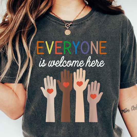 Idaho Teacher Shirt Everyone Is Welcome Here, Inclusion and Equality 100% Cotton T-Shirt, Protest and Resist Sweatshirt, Gift for Baby/Youth/Adult