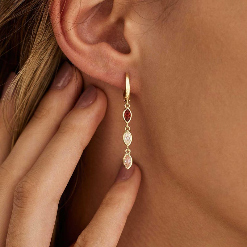 Custom Leaf Birthstone Earrings, Daily Earring, Diamond Dangle Earrings, Birthday Gift, Grandma Gift for Mom, Mothers Day Gift for Her