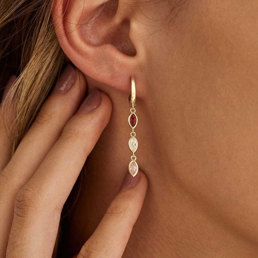 Custom Leaf Birthstone Earrings, Daily Earring, Diamond Dangle Earrings, Birthday Gift, Grandma Gift for Mom, Mothers Day Gift for Her