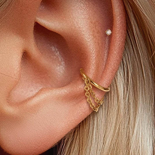 16G Titanium Single Chain Clicker Hoops • Huggie Earrings • Cartilage Hoop • Nose Ring • Hinged Segment • Helix Conch Septum Jewelry • Gift