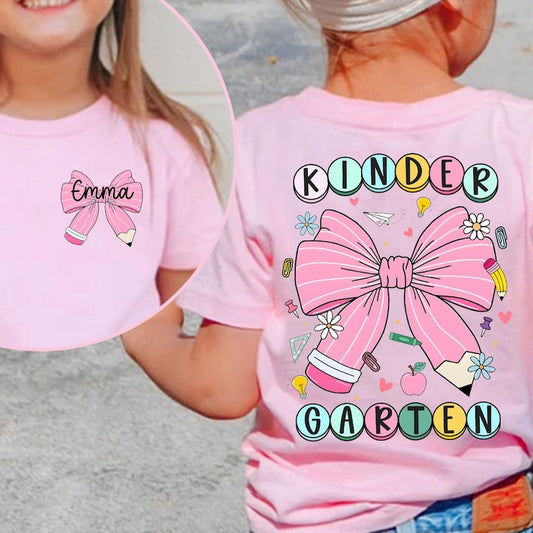 Personalized Back To School Kids Shirt, Custom Coquette Kindergarten Shirt, Elementary Shirt, Toddler School Tee, First Day Of School Shirt