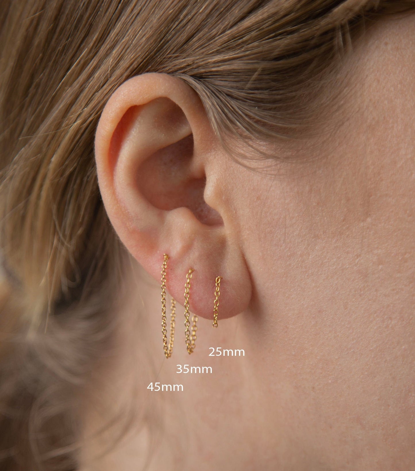 Gold Chain Earring - Minimalist Chain Earring - Sterling Silver Earring - Silver Chain Earring - Dainty Earring - Tiny Earring - For Daily