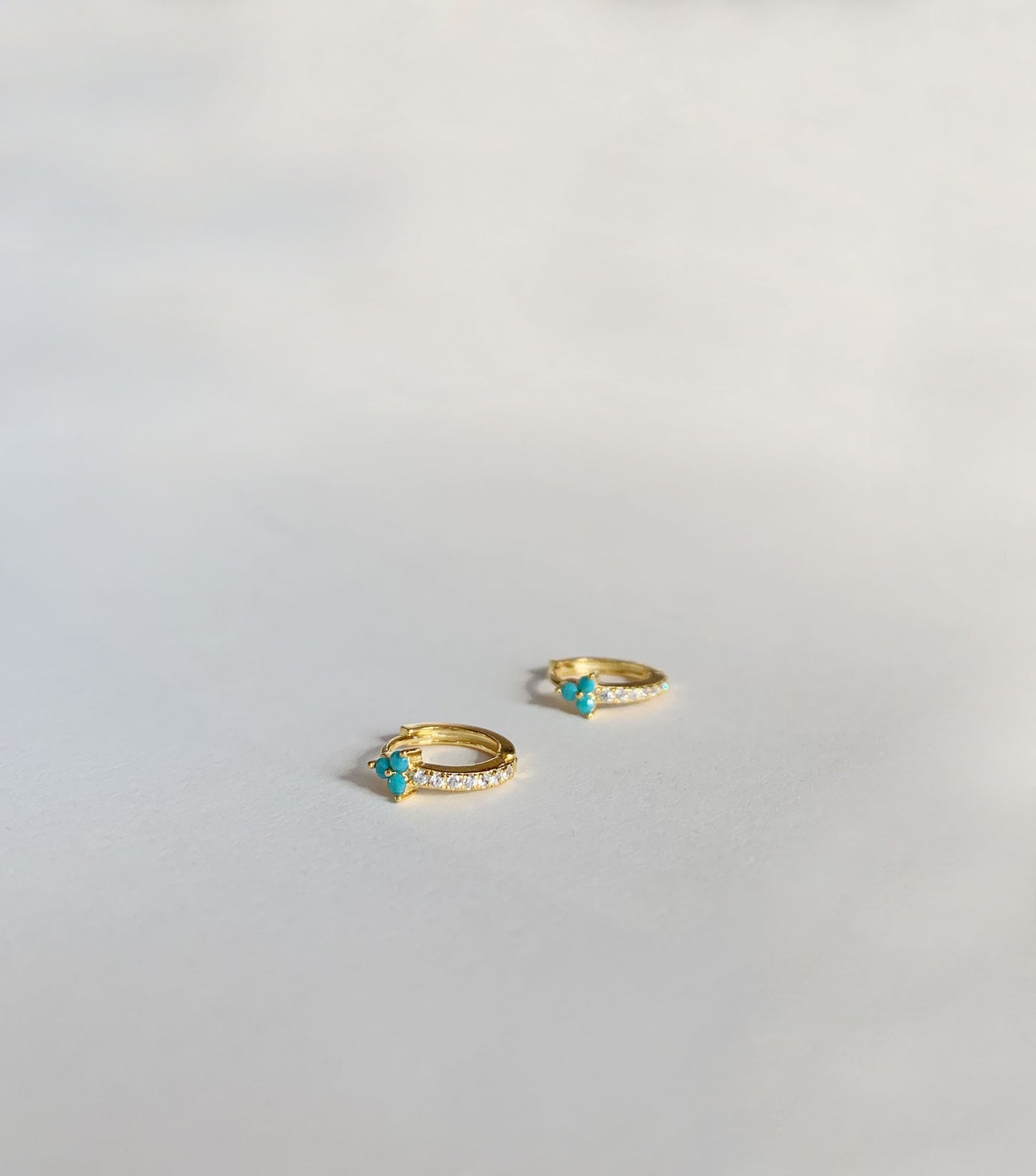 Turquoise hoop earrings - Onyx hoop earrings - Dainty hoops - Huggie earrings - Colored stone hoop earrings - Cz hoop earrings
