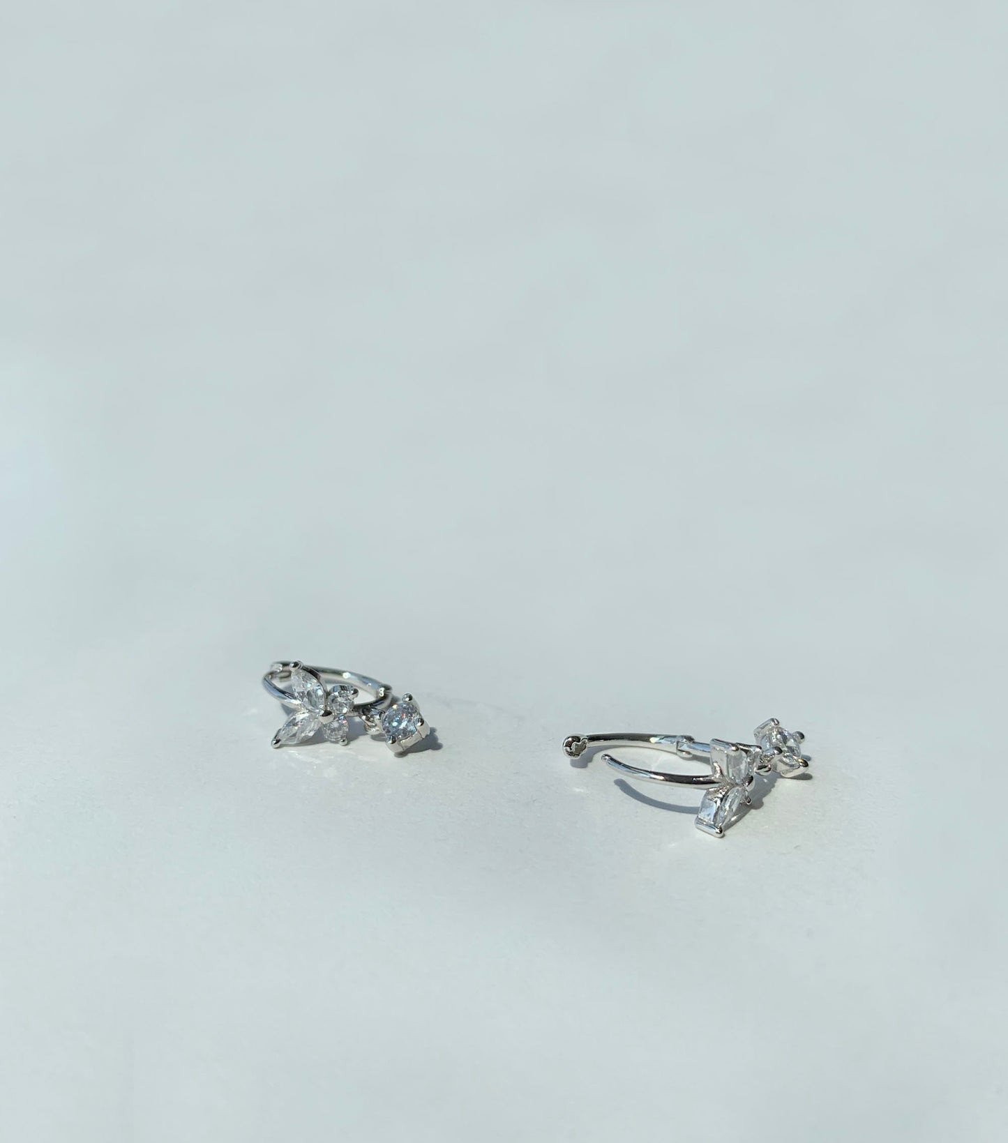 Butterfly hoop earrings - Cartilage hoop earrings - Cz dangle charm hoops - Cz earrings - Minimalist earrings - Tiny Hoop Earrings