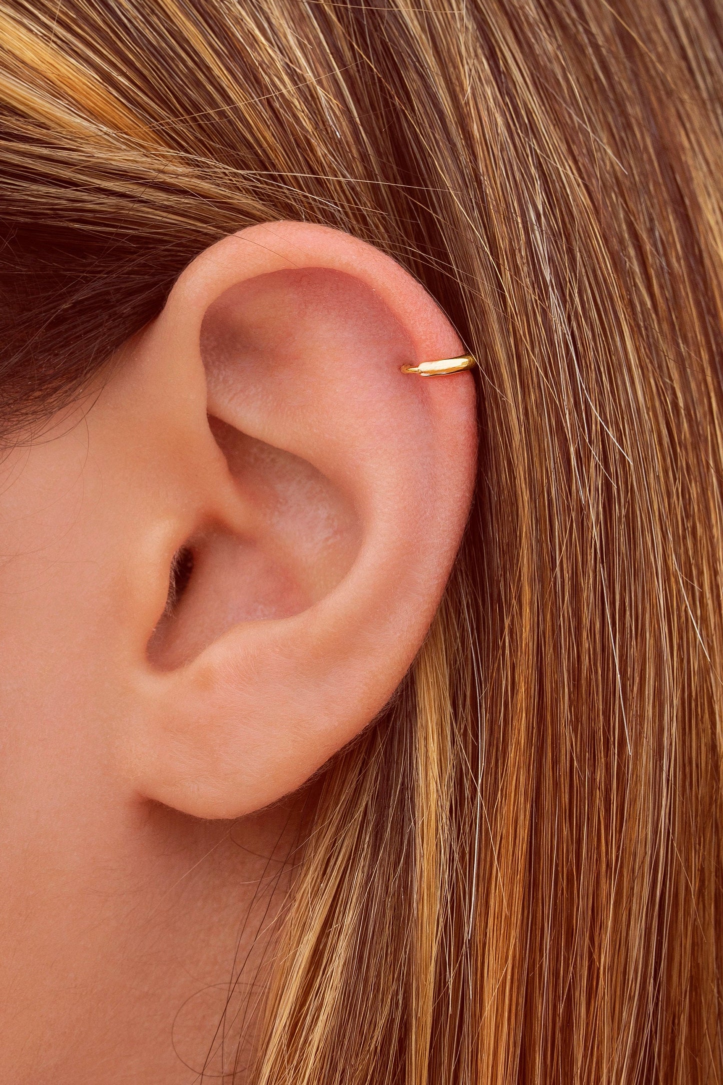 Minimalist & Tiny Second Hole Helix Silver Hoop Earrings - Two sizes available: 6 mm and 9 mm