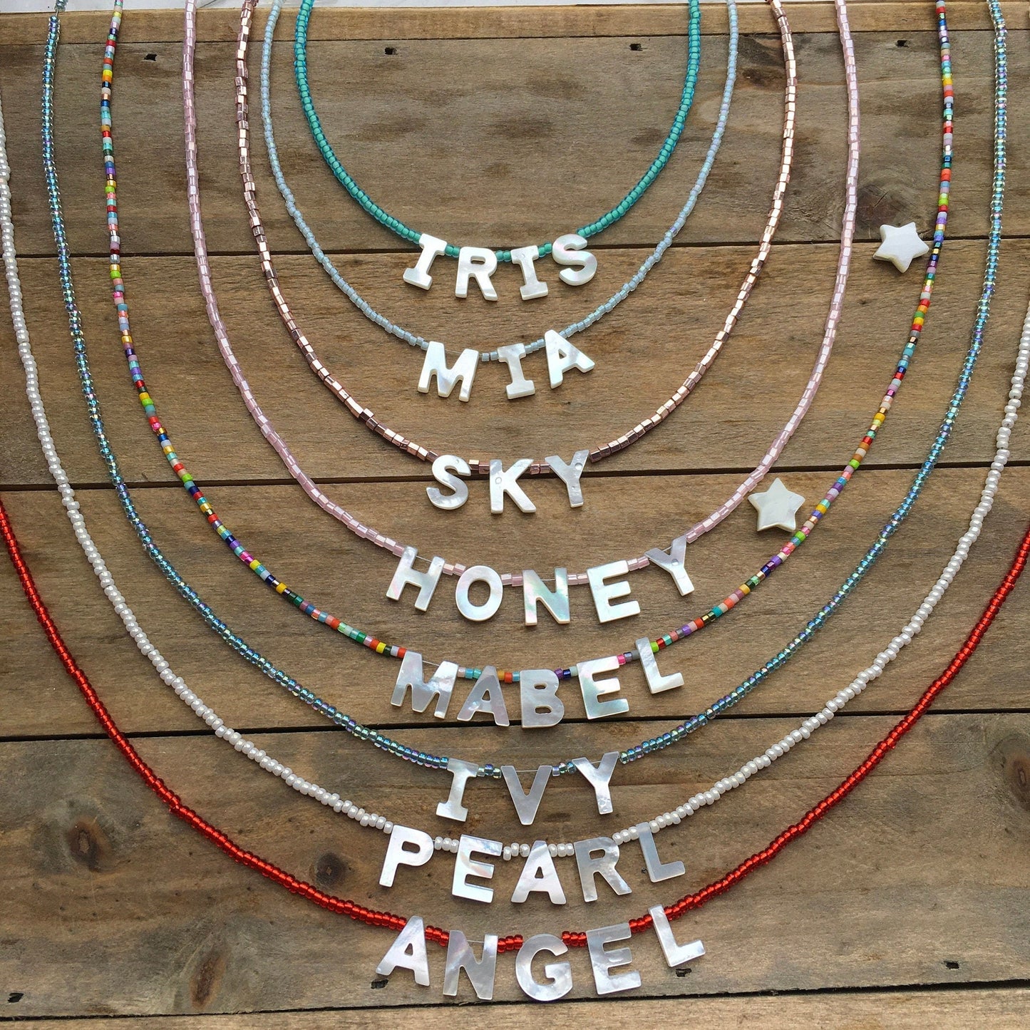 Genuine Delicate Mother of Pearl Letter Name Necklaces